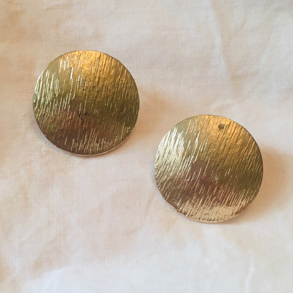 VTG Gold Tone Textured Round Earrings